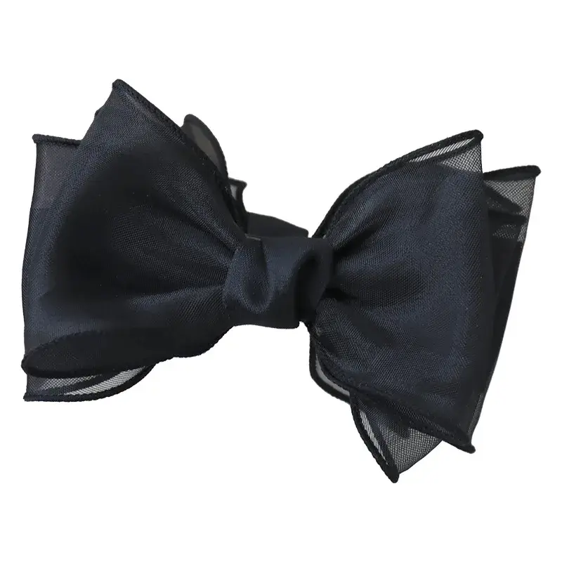 Korean Style Multi-Layer Silk Satin Banana Clip with Large Butterfly Knot Elegant Fashionable Lady Hair Accessory Tail Clip