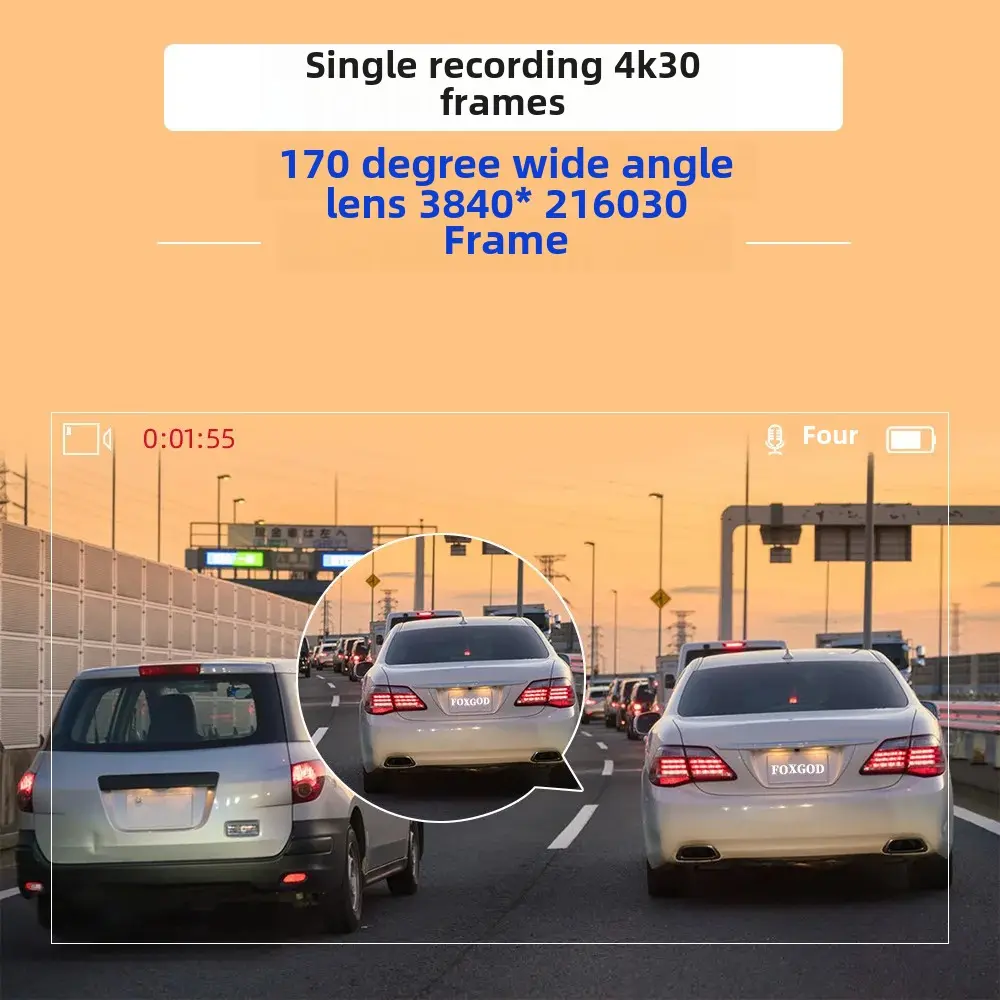 4K HD Dual Channel Car Dash Cam WiFi+GPS Parking Monitoring Infrared Night Vision Cross-Border New Product Auto Video Recorder