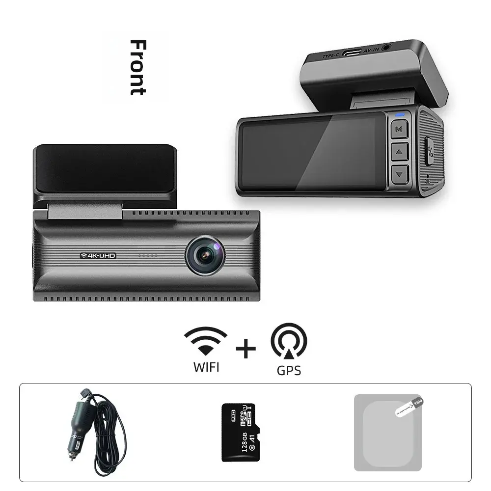 4K HD Dual Channel Car Dash Cam WiFi+GPS Parking Monitoring Infrared Night Vision Cross-Border New Product Auto Video Recorder