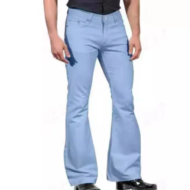 2024 Amazon Men's Casual Vintage Bell-bottom Pants Fashionable Male Straight Leg Pants Loose Fit High Waist Elastic