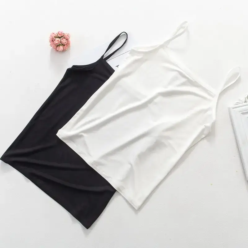 Women's Cotton Lace Crop Top Slimming Vest Large Size Base Shirt Spring Summer Black White Inner Wear Casual Fashion