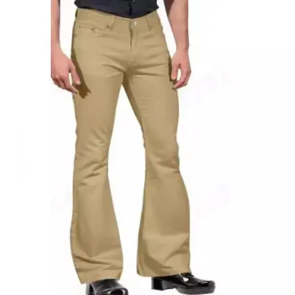 2024 Amazon Men's Casual Vintage Bell-bottom Pants Fashionable Male Straight Leg Pants Loose Fit High Waist Elastic