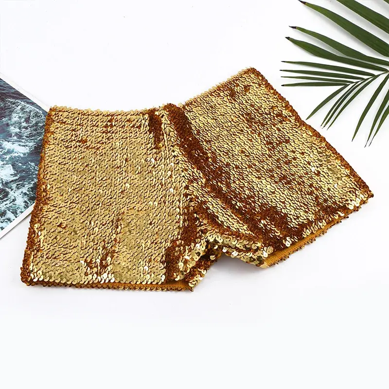 Low Waist Metal Sequin Women's Shorts Elastic Belt Slimming Dance Hot Pants Street Fashion Shorts Casual Comfortable Women's Clo