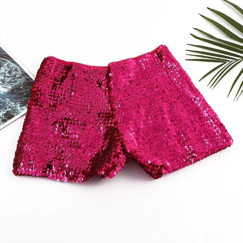 Low Waist Metal Sequin Women's Shorts Elastic Belt Slimming Dance Hot Pants Street Fashion Shorts Casual Comfortable Women's Clo