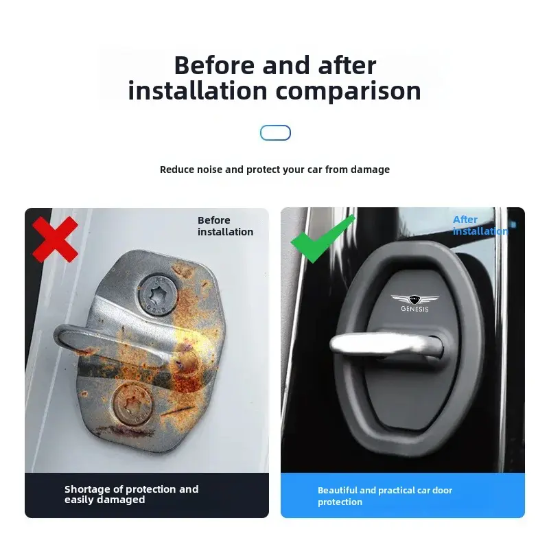 Shock Absorption Car Door Lock Protective Pad For Jie NASi G90/G80/GV80/G70/GV60 Vehicle Door Buffer Pad Storage Organizer