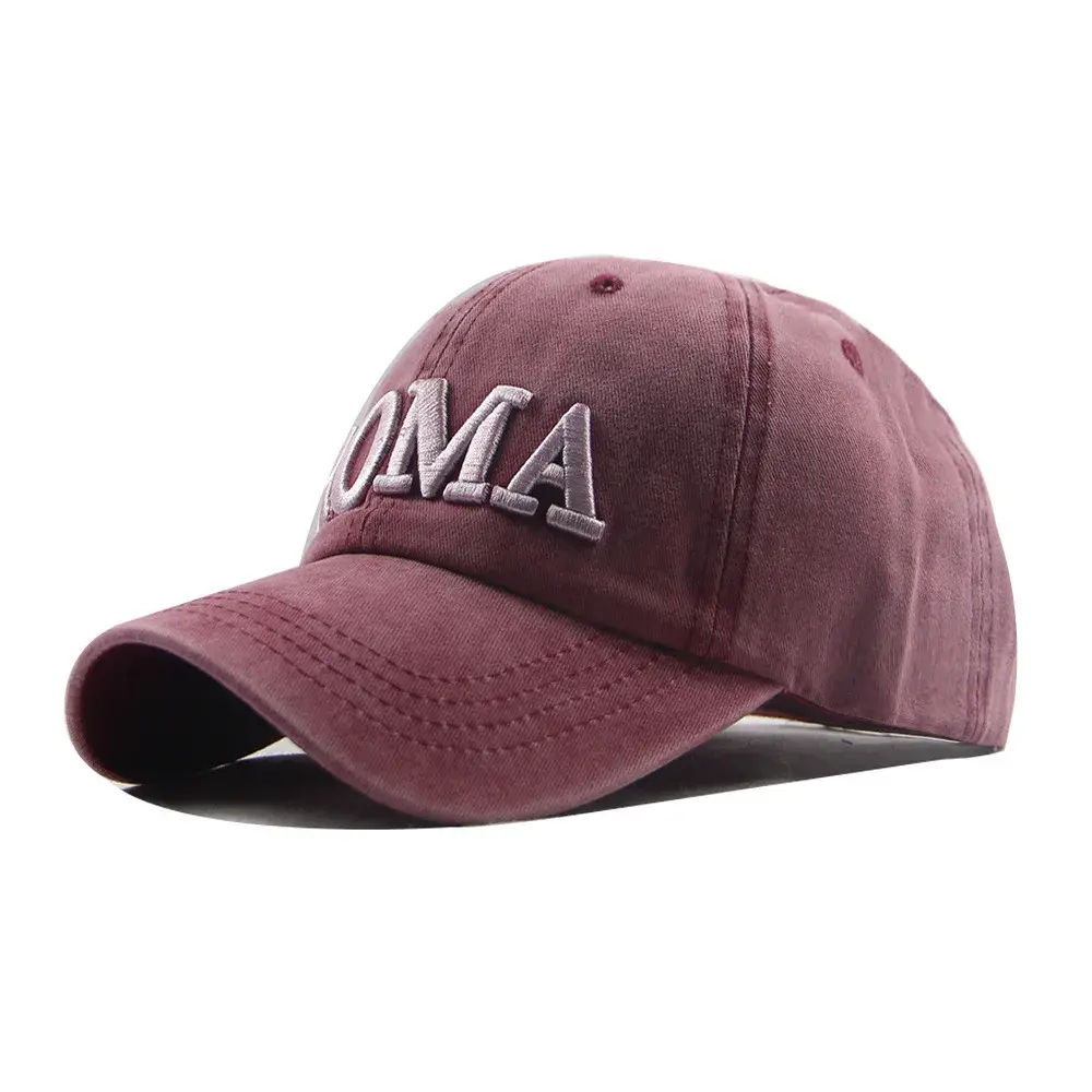 Fashionable Embroidered Letter Baseball Cap Washed Denim Cotton Outdoor Unisex Sun Hat Breathable Comfortable Soft Material