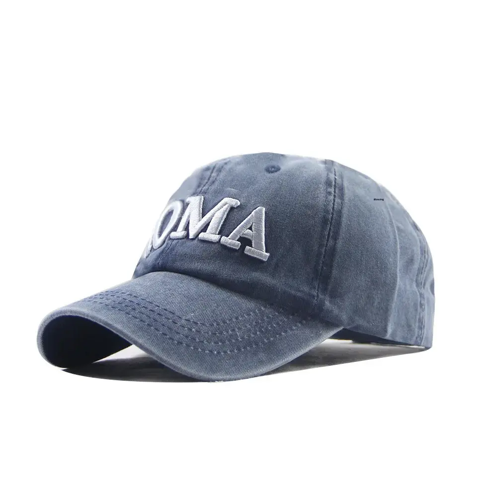 Fashionable Embroidered Letter Baseball Cap Washed Denim Cotton Outdoor Unisex Sun Hat Breathable Comfortable Soft Material