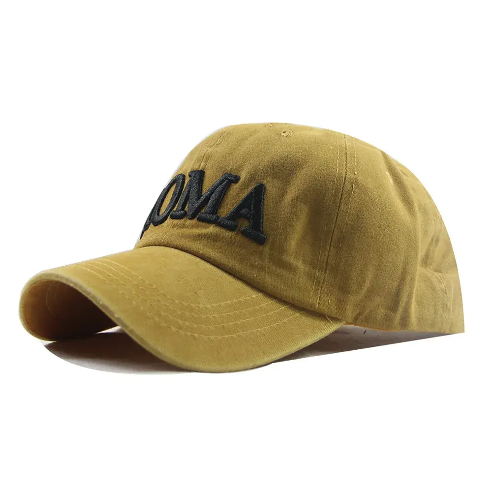 Fashionable Embroidered Letter Baseball Cap Washed Denim Cotton Outdoor Unisex Sun Hat Breathable Comfortable Soft Material