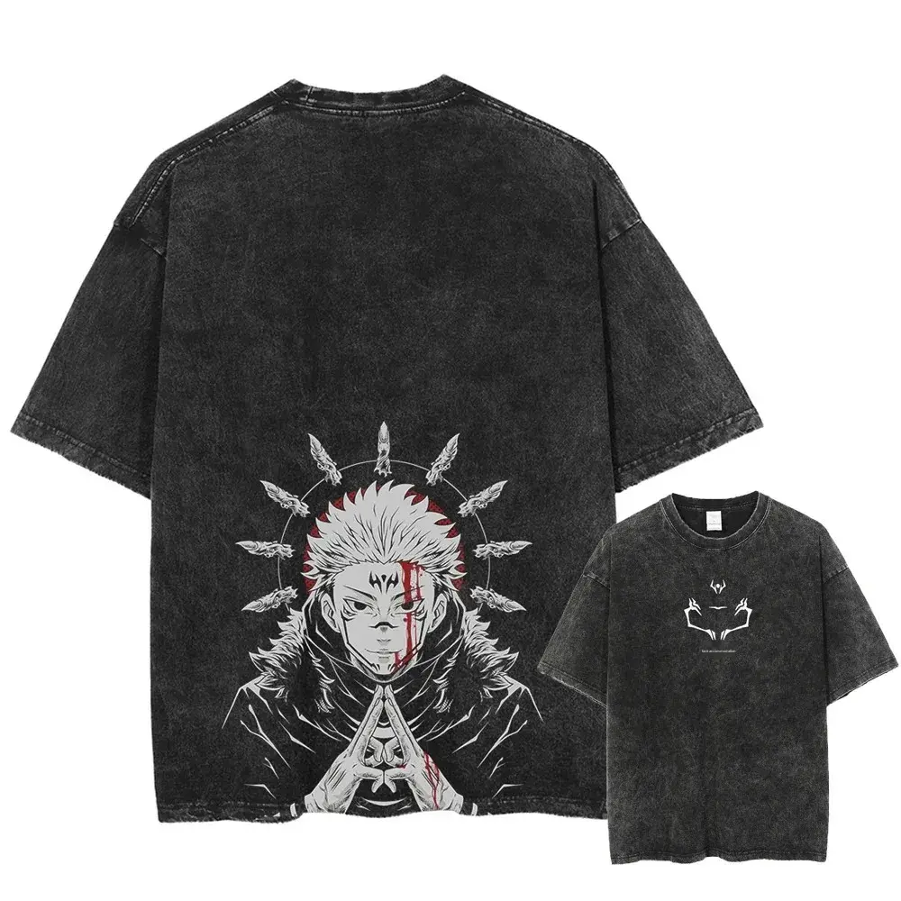 Japanese Anime Printing Harajuku Style T-shirt Summer Short Sleeves Cotton Street Casual Loose-fit Oversized T Shirt