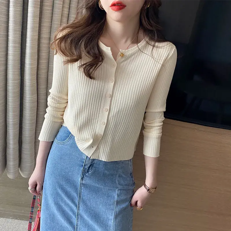 Ice Silk Open Cardigan Women's Summer Thin Strap Knitted Sunscreen Air Conditioning Top Short Shirt New Hot Sale Of The Season O