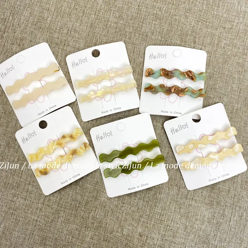 Elegant Korean Style 2 Piece Set Hair Clips Duckbill Wave Shape Hairpins for Girl Bangs Fixing Hair Accessories