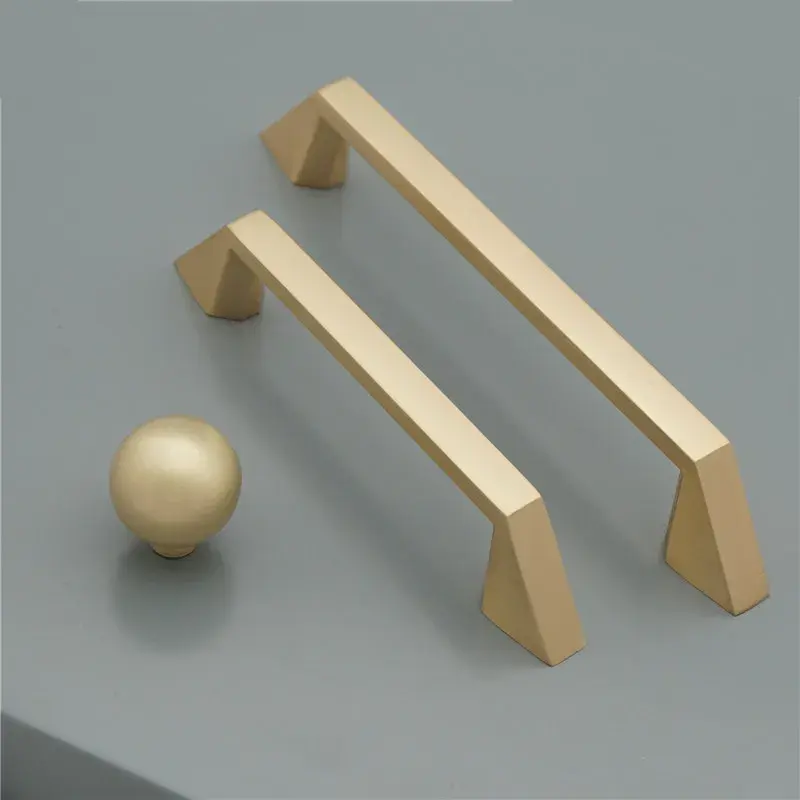 Modern Nordic Style American Luxury Simple Gold Drawer Pulls Extended Wardrobe Cabinet Door Handles Riveted Bronze Finish