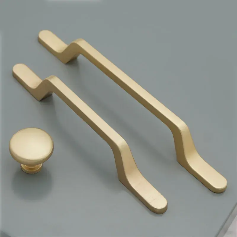 Modern Nordic Style American Luxury Simple Gold Drawer Pulls Extended Wardrobe Cabinet Door Handles Riveted Bronze Finish