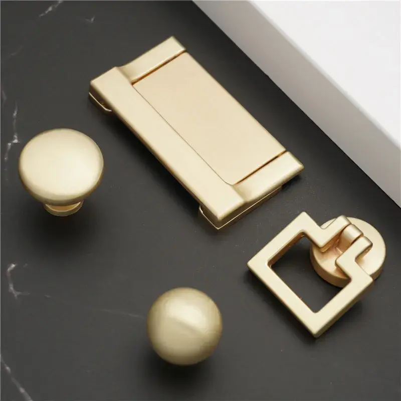 Modern Nordic Style American Luxury Simple Gold Drawer Pulls Extended Wardrobe Cabinet Door Handles Riveted Bronze Finish