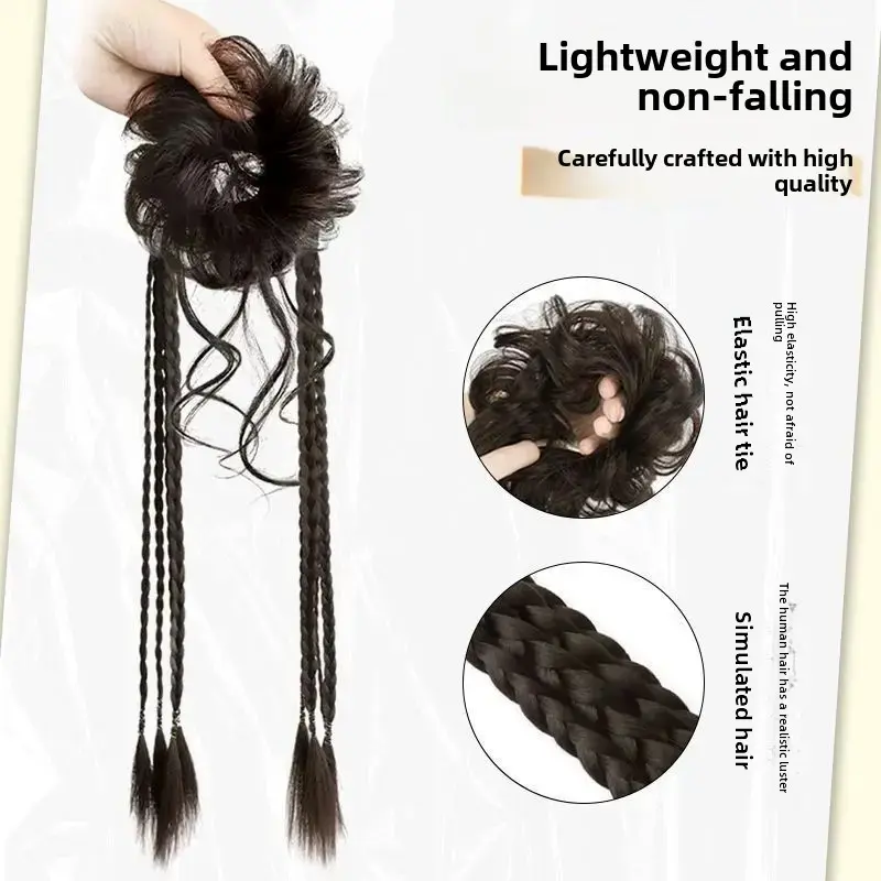 Dragon Moustache Knotted Hair Bundles Women's Summer Cooling Hair Accessories Half Tied Boxing Moustache Cable Knit Hair Bundles
