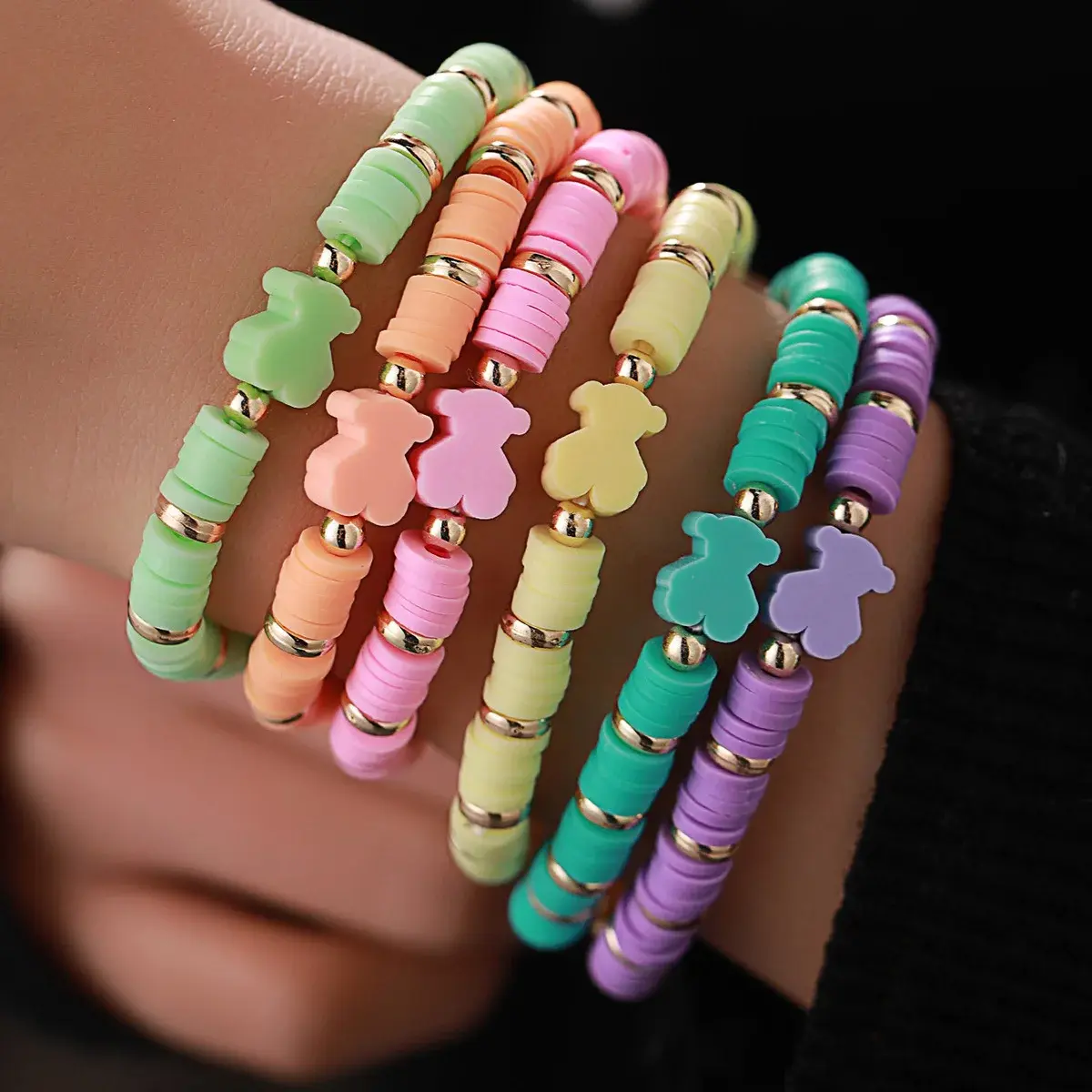 Colorful Clay Bear Bracelet Wholesale Punchy Latin American Style Jewelry Accessories European And American Cross-Border Amazon