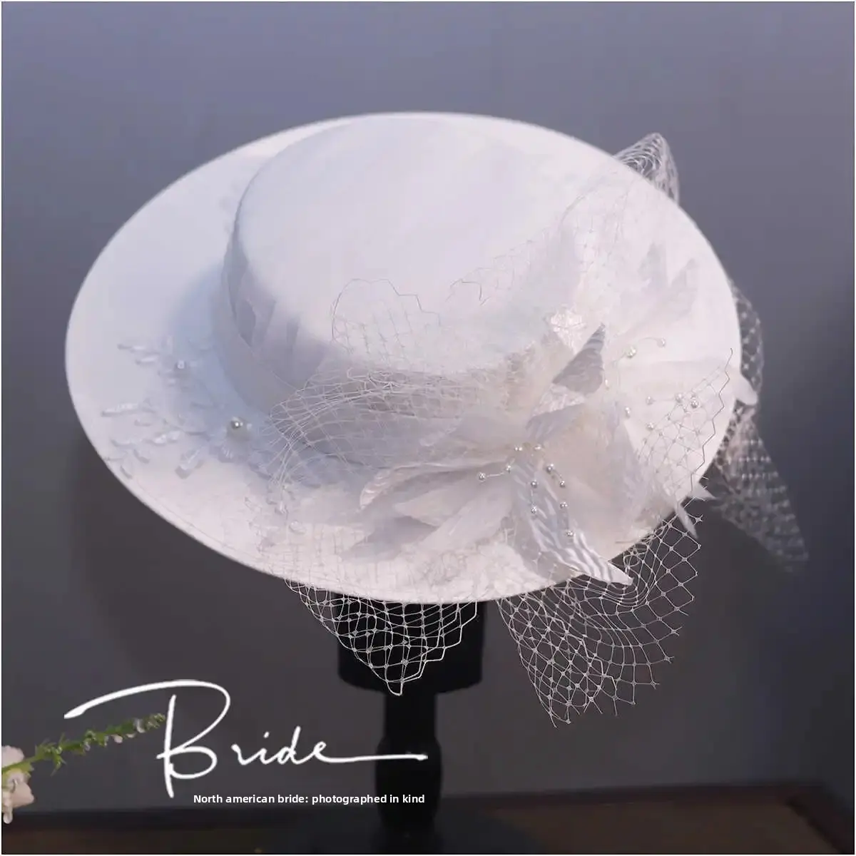 Elegant round Top Small Hat Women Wedding Decoration Flower Travel Photography Hat Headwear Bride Styling Chinese Brand