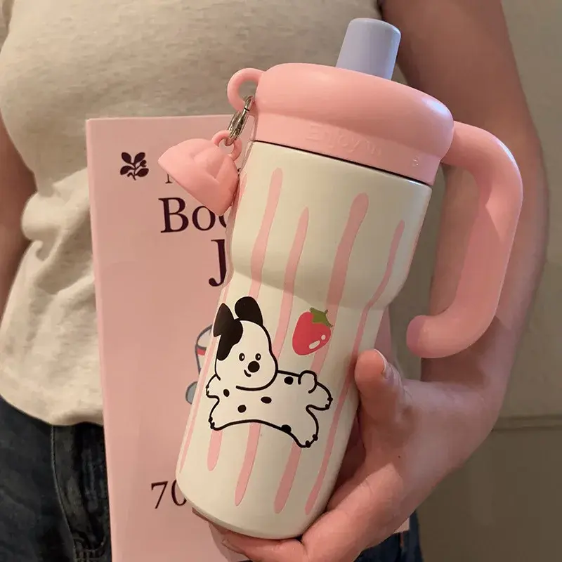 High Aesthetic 316 Stainless Steel Straw Mug Women's Large Capacity Insulated Thermal Iced Cup For Men And Women Students