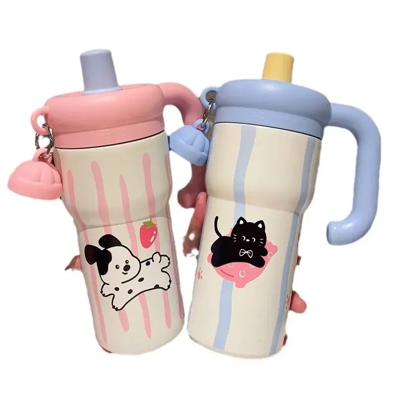 High Aesthetic 316 Stainless Steel Straw Mug Women's Large Capacity Insulated Thermal Iced Cup For Men And Women Students