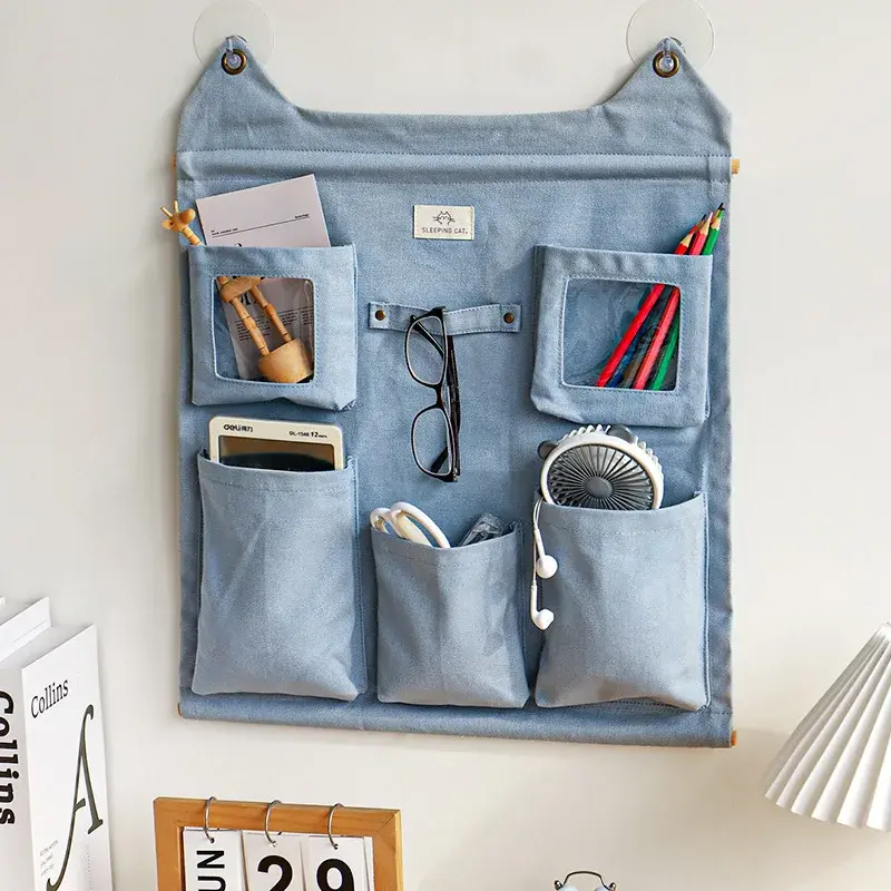 Thickened Canva Children's Door Back Wall Mounted Cartoon Storage Bag Entrance Glasses Jewelry Miscellaneous Items Storage Hangi