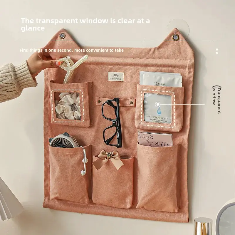 Thickened Canva Children's Door Back Wall Mounted Cartoon Storage Bag Entrance Glasses Jewelry Miscellaneous Items Storage Hangi