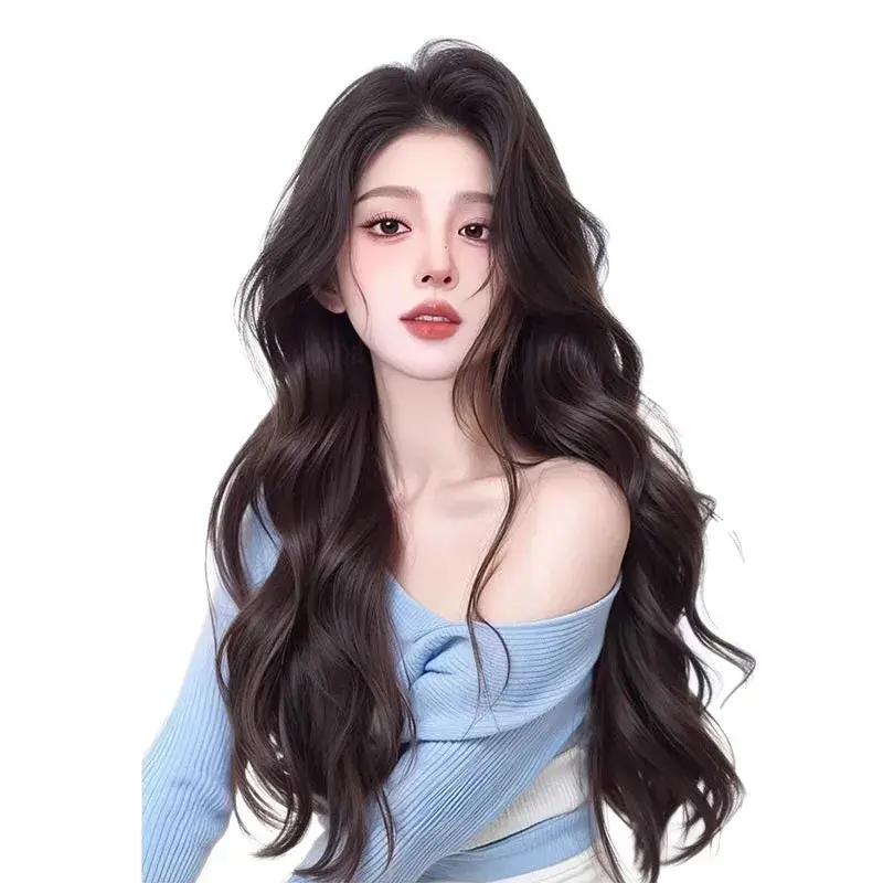Women's Long Curl Wig Piece Realistic Invisible Traceless Hair Extension Piece Ruthless Style One Piece Fake Hair