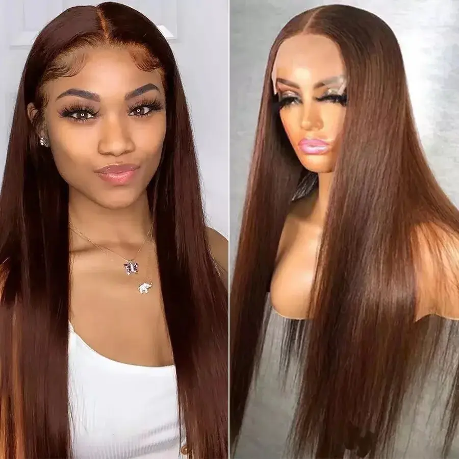 European Women's Long Straight Lace Wig High Temperature Silk Fiber Lace Front Wig Natural Hair Pieces 13x4 13x6 Frontal