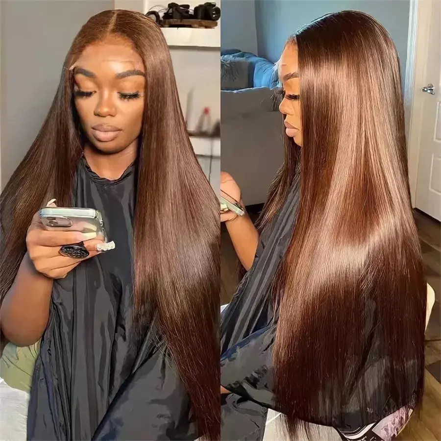 European Women's Long Straight Lace Wig High Temperature Silk Fiber Lace Front Wig Natural Hair Pieces 13x4 13x6 Frontal