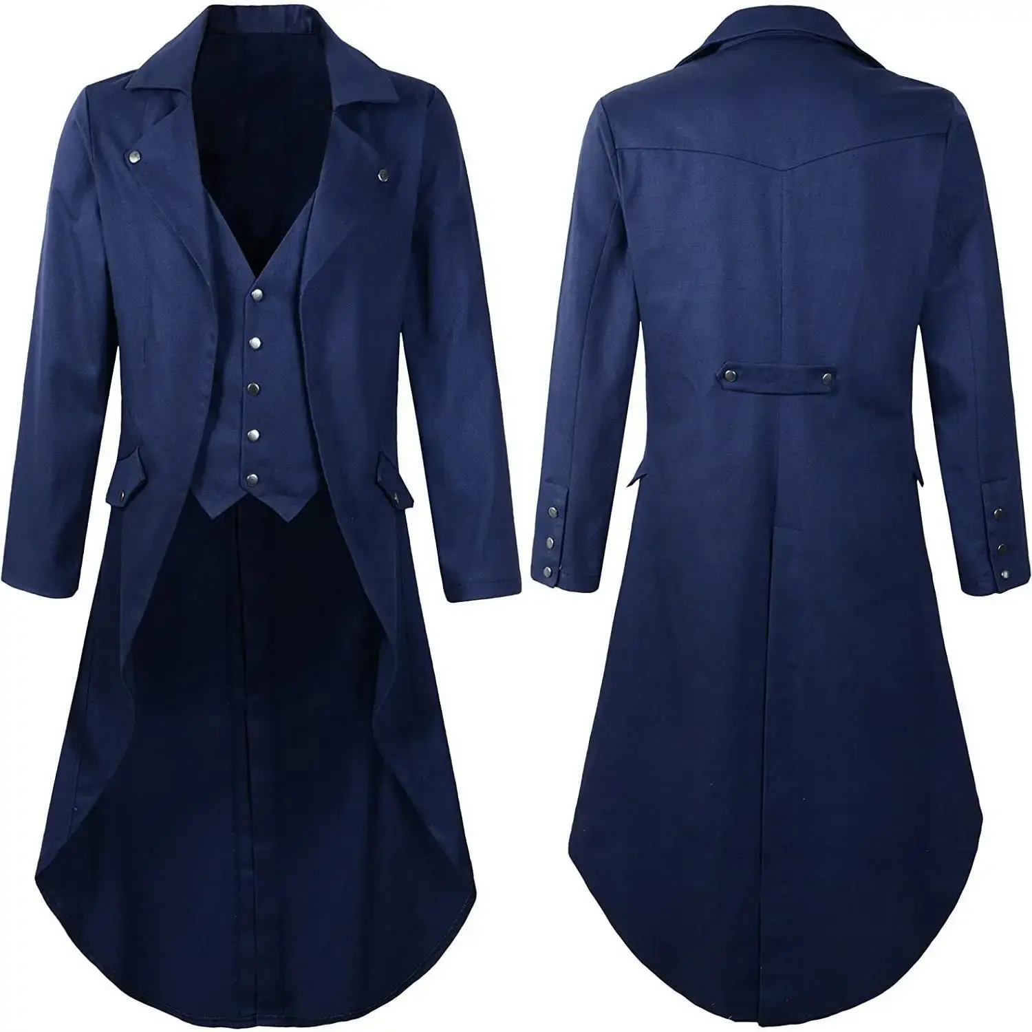 Men's Gothic Style Black Victorian Steam Punk Coat Vintage Retro Performance Costume Clothing Special Use Fashion Outerwear