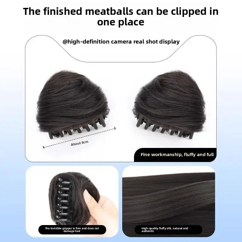 Cute Cat Ear Bun Hair Pack Ancient Style Simulated Hair Accessories Fluffy Lazy Person's Tool Hair Ties And Clips