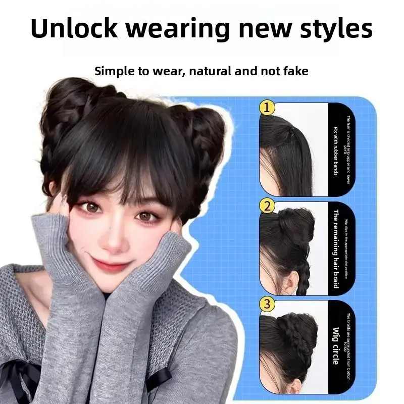 Cute Cat Ear Bun Hair Pack Ancient Style Simulated Hair Accessories Fluffy Lazy Person's Tool Hair Ties And Clips