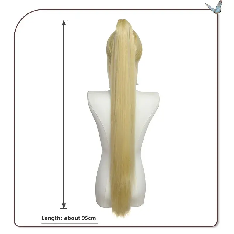 Universal Cosplay Long Straight Ponytail Wig Tiger Mouth Clip-On Horse Tail Wig Various Colors Available For Ancient Bridal Hair