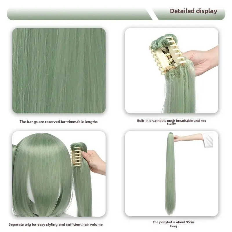 Universal Cosplay Long Straight Ponytail Wig Tiger Mouth Clip-On Horse Tail Wig Various Colors Available For Ancient Bridal Hair