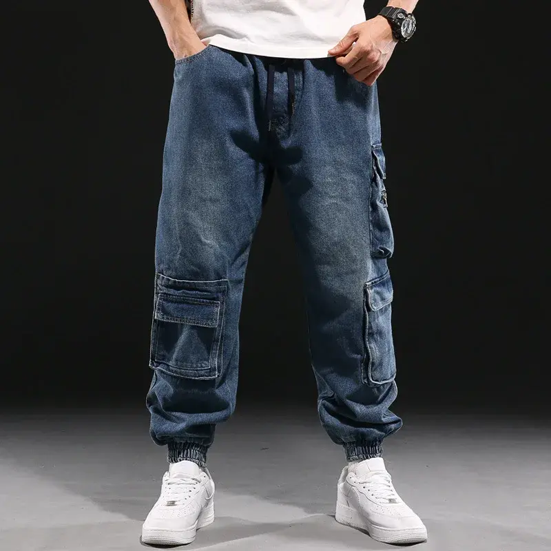 American Style Multi-Pocket Loose-Fit Casual Jeans Men's Hip Hop Brand Plus Size Amazon Cross-Border Trade