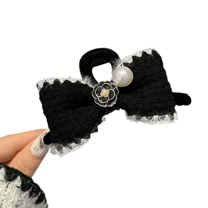 Butterfly Knot Hair Clip Tea Rose Velvet Hair Accessories Vintage Elegance Autumn Winter Updo Pearl Hair Clip Salon Grade