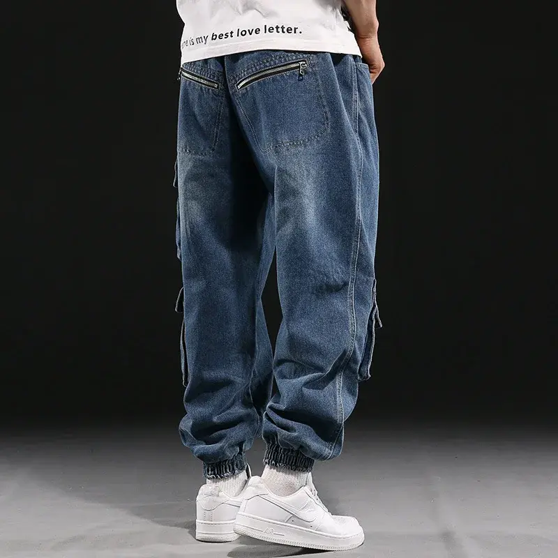 American Style Multi-Pocket Loose-Fit Casual Jeans Men's Hip Hop Brand Plus Size Amazon Cross-Border Trade