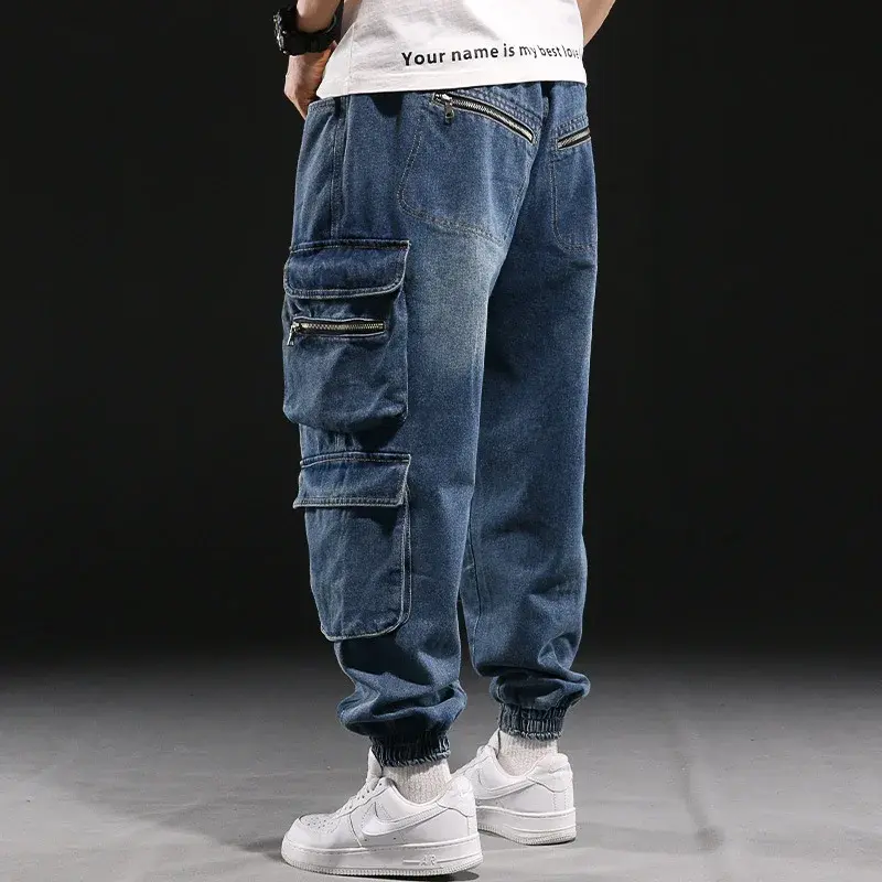 American Style Multi-Pocket Loose-Fit Casual Jeans Men's Hip Hop Brand Plus Size Amazon Cross-Border Trade