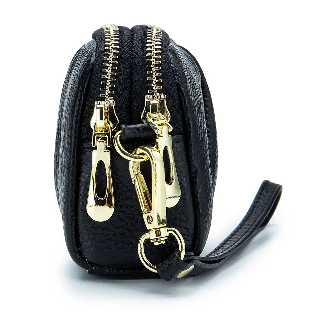 Top Layer Cow Leather Handbag Double Layer Genuine Leather Women's Large Capacity Elegant Style Mom's Hand Clasp Wallet Phone Ba