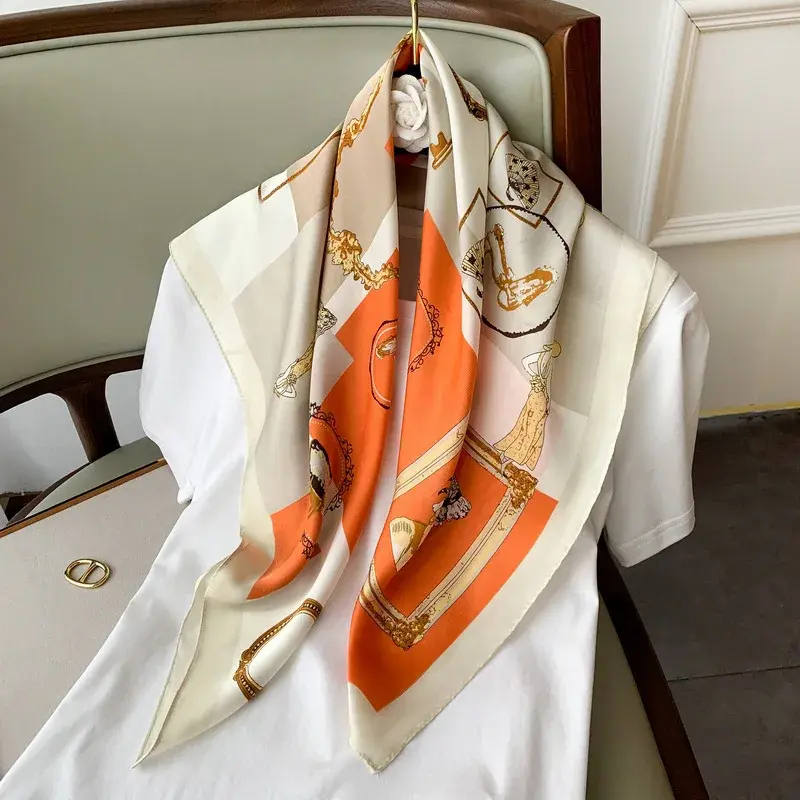 Versatile Women's 70 Square Silk Scarf Shawl Headscarf Collar Scarf Spring Autumn Thin Vintage French Style Strapless Summer