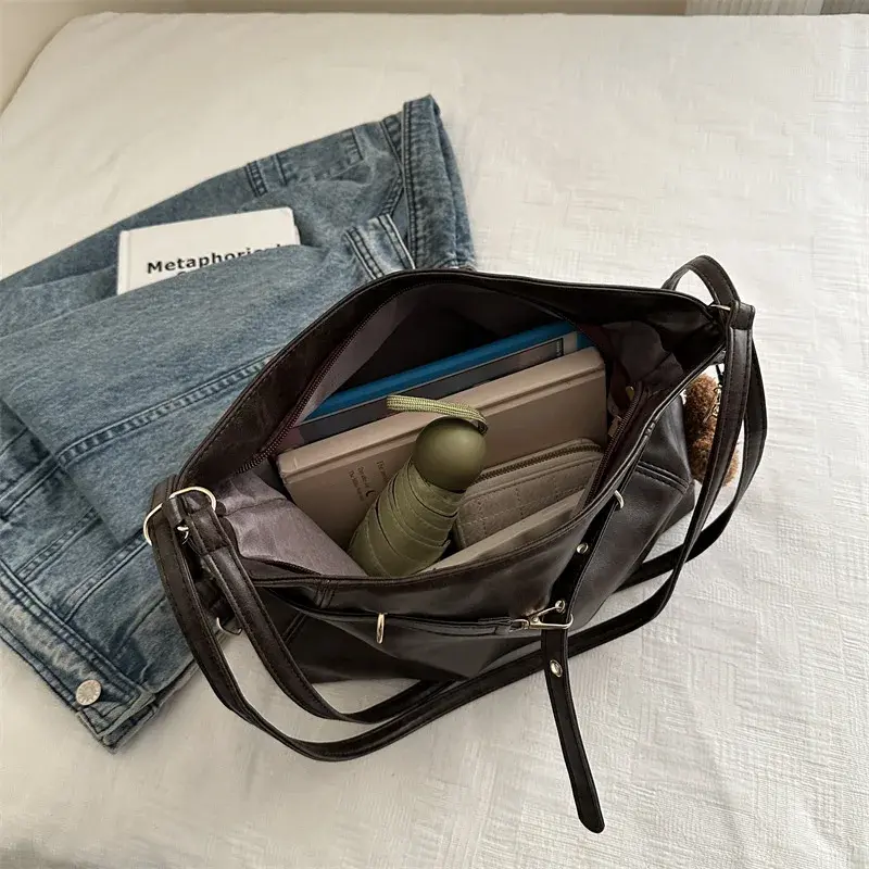 Large Capacity Commuter Student Double Shoulder Tote Bag Women's Spring Summer Vintage Fashion Crossbody Bag Backpack