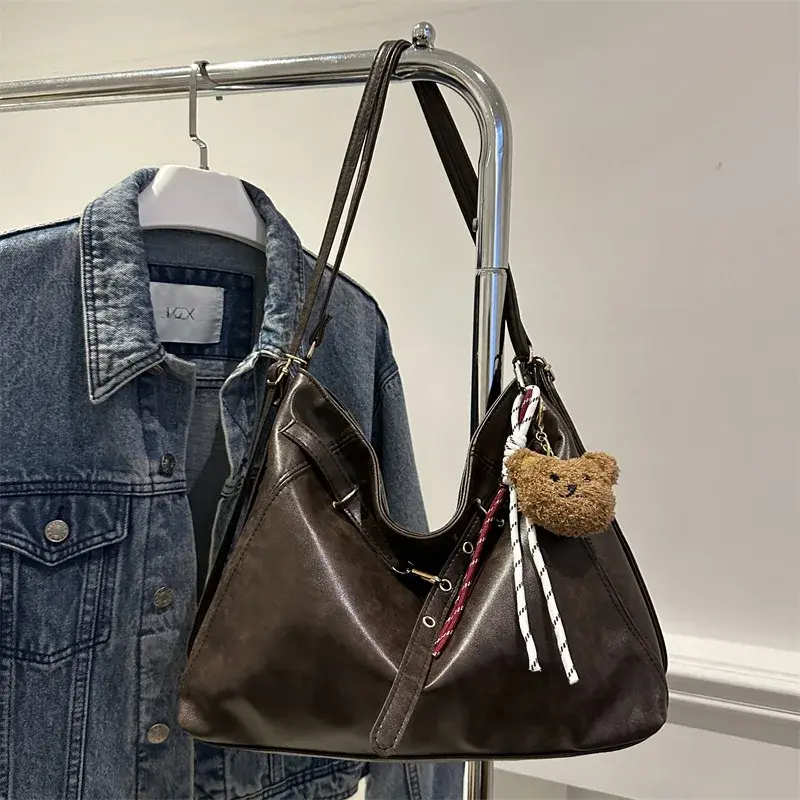 Large Capacity Commuter Student Double Shoulder Tote Bag Women's Spring Summer Vintage Fashion Crossbody Bag Backpack