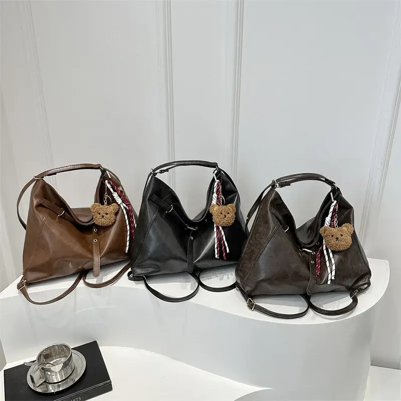 Large Capacity Commuter Student Double Shoulder Tote Bag Women's Spring Summer Vintage Fashion Crossbody Bag Backpack