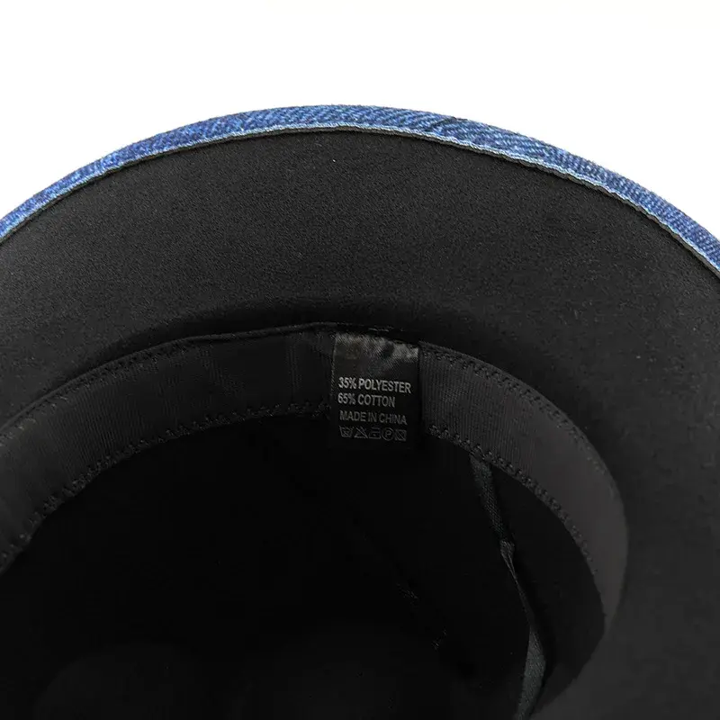 Western Style Jazz Hat Blue Denim Upturned Edge Unisex Retro British Style Cap Feifei Brand Hair Extension And Wig Accessories