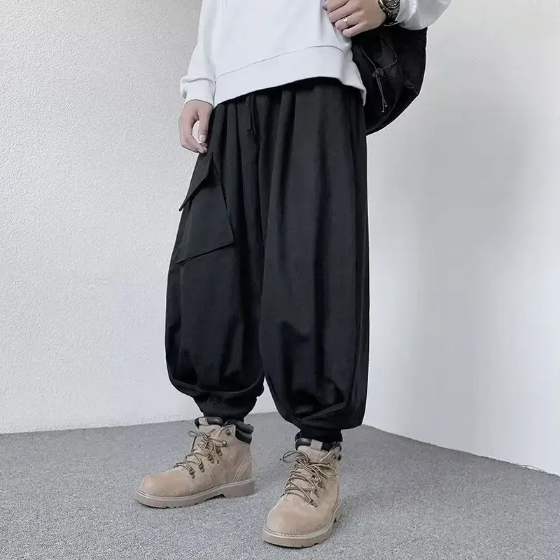 Japanese Style Loose-fit Wide-leg Cargo Pants For Men Autumn/winter Casual Vintage Pants Sensibilityniche Design