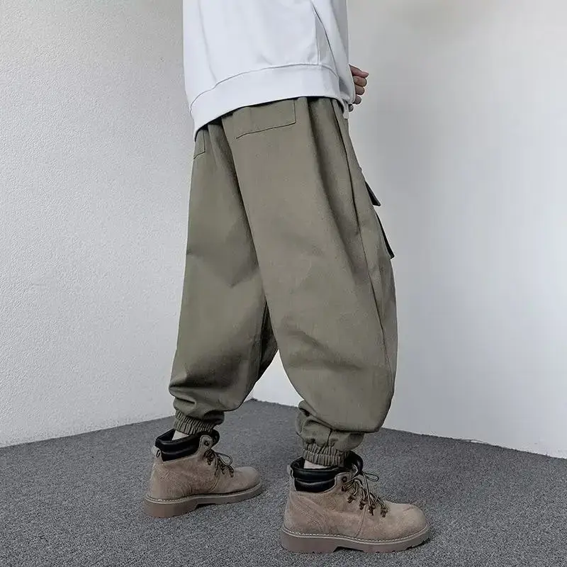 Japanese Style Loose-fit Wide-leg Cargo Pants For Men Autumn/winter Casual Vintage Pants Sensibilityniche Design