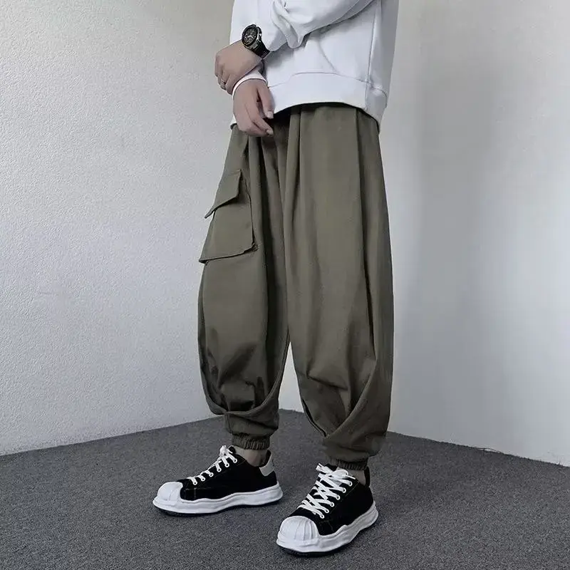 Japanese Style Loose-fit Wide-leg Cargo Pants For Men Autumn/winter Casual Vintage Pants Sensibilityniche Design