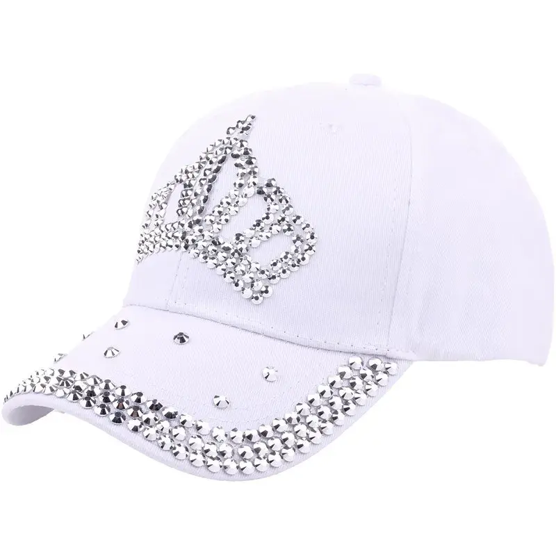 New Women's Summer Spring Baseball Cap Rhinestone Sun Protection Hat Fashionable Crown Trendy Water Diamond Duckbill Cap