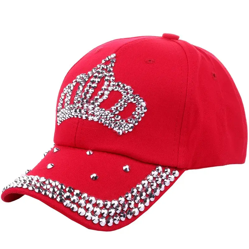 New Women's Summer Spring Baseball Cap Rhinestone Sun Protection Hat Fashionable Crown Trendy Water Diamond Duckbill Cap