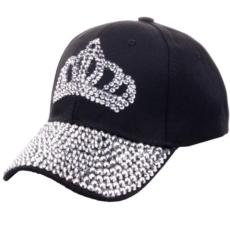 New Women's Summer Spring Baseball Cap Rhinestone Sun Protection Hat Fashionable Crown Trendy Water Diamond Duckbill Cap
