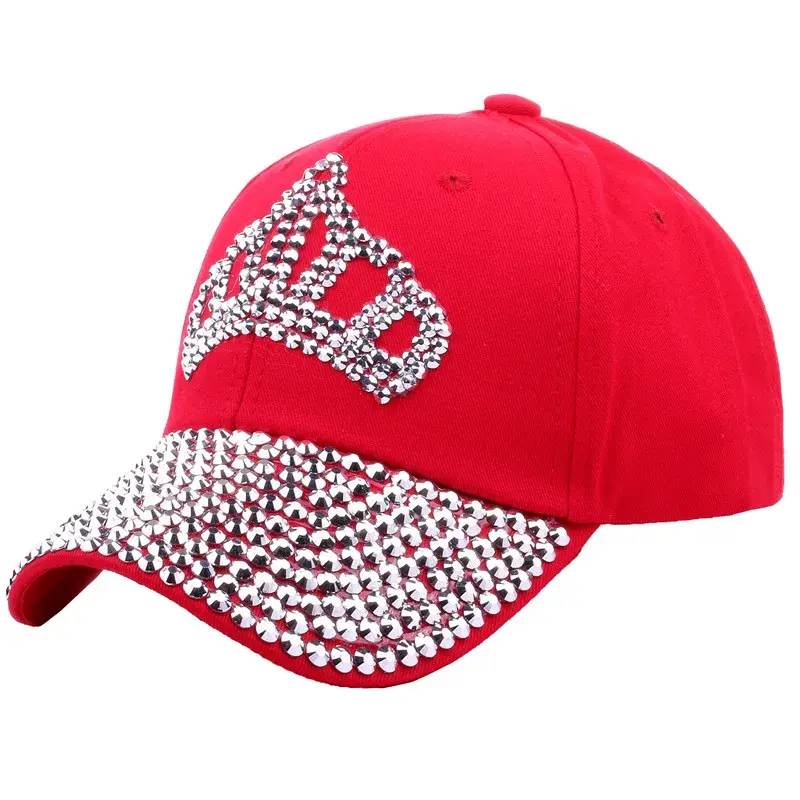 New Women's Summer Spring Baseball Cap Rhinestone Sun Protection Hat Fashionable Crown Trendy Water Diamond Duckbill Cap